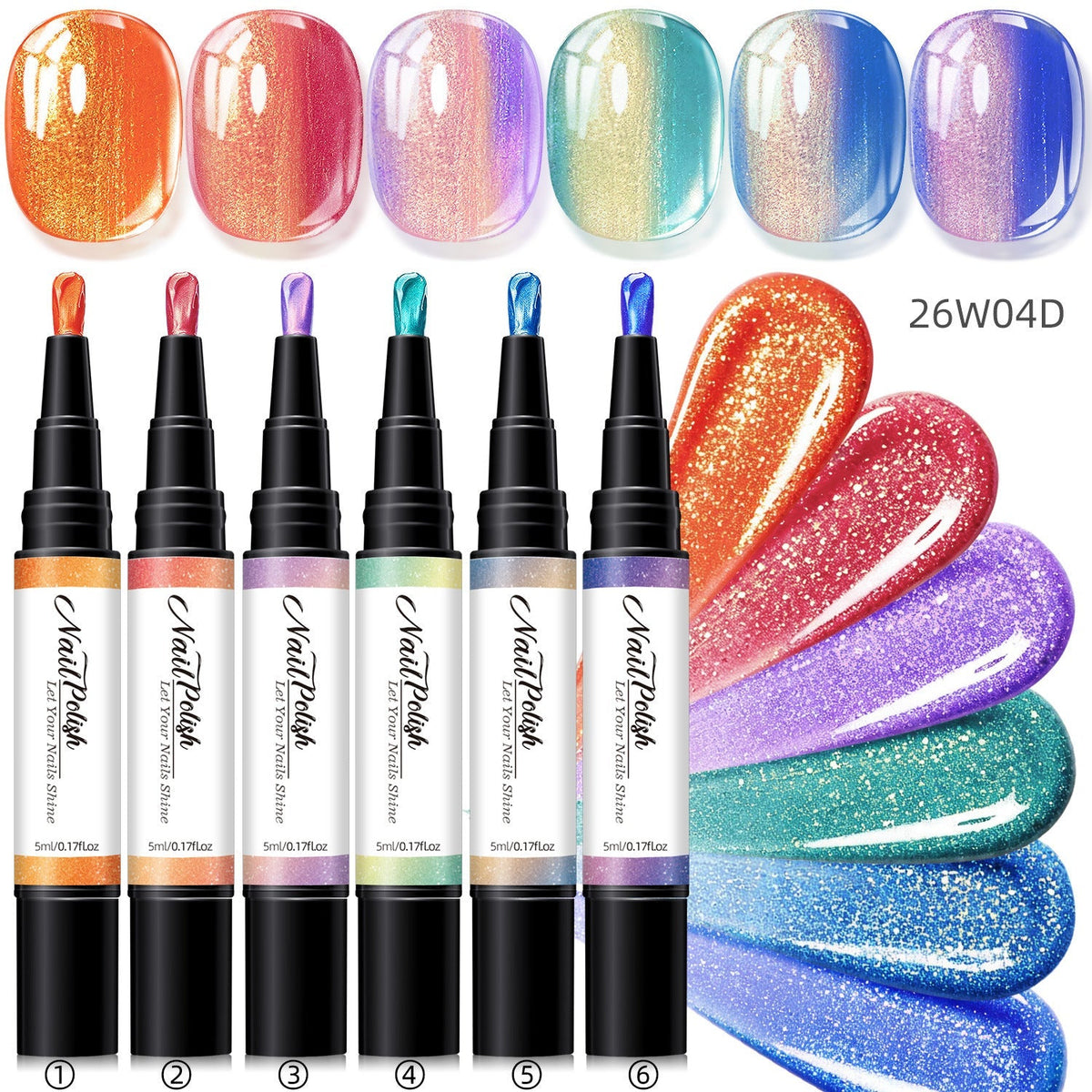 6PCS One-Step Gel Nail Art Pen Set