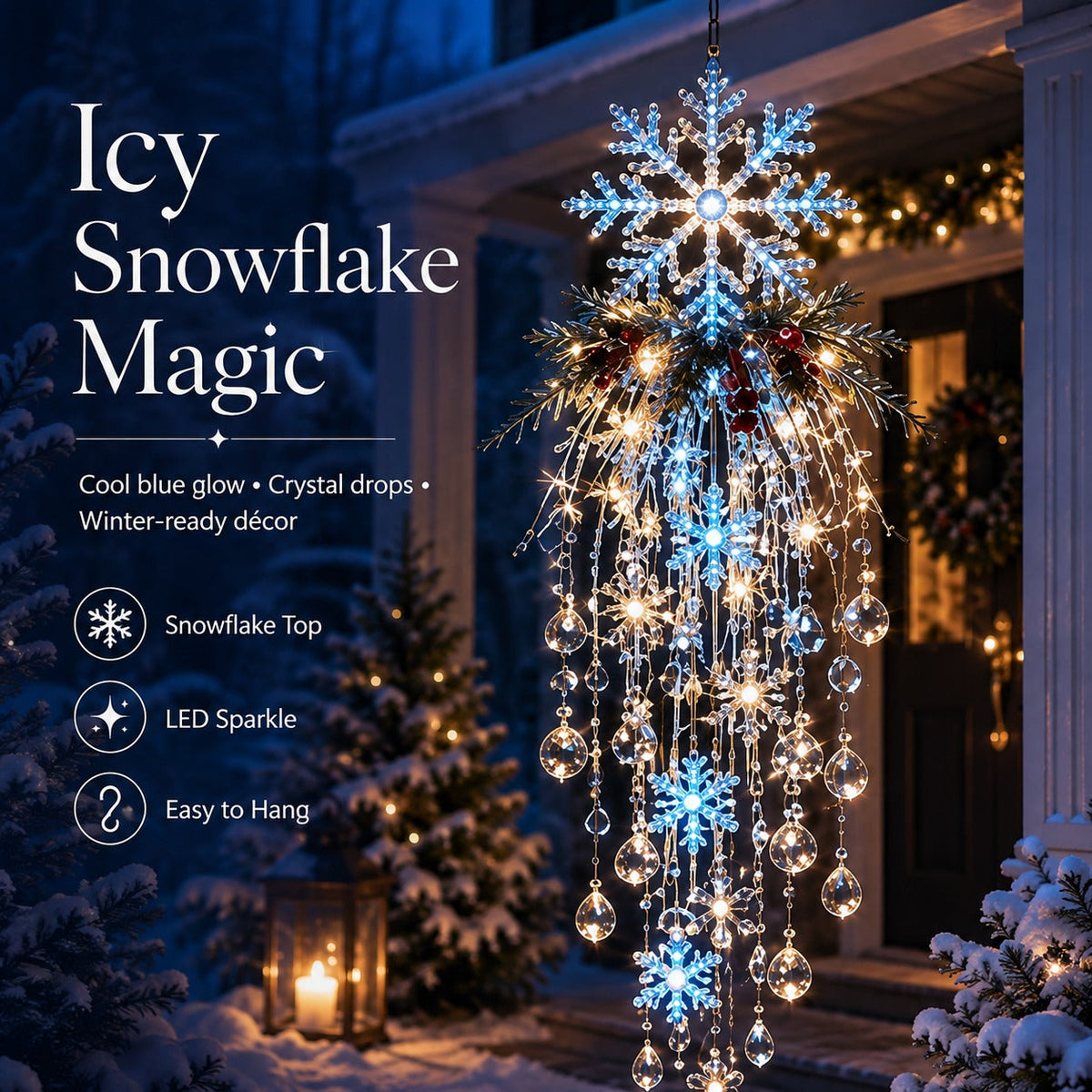 π₯ 50% OFF Today π
Christmas Hanging Snowflake & Crystal LED Light | Magical Porch Glow β¨