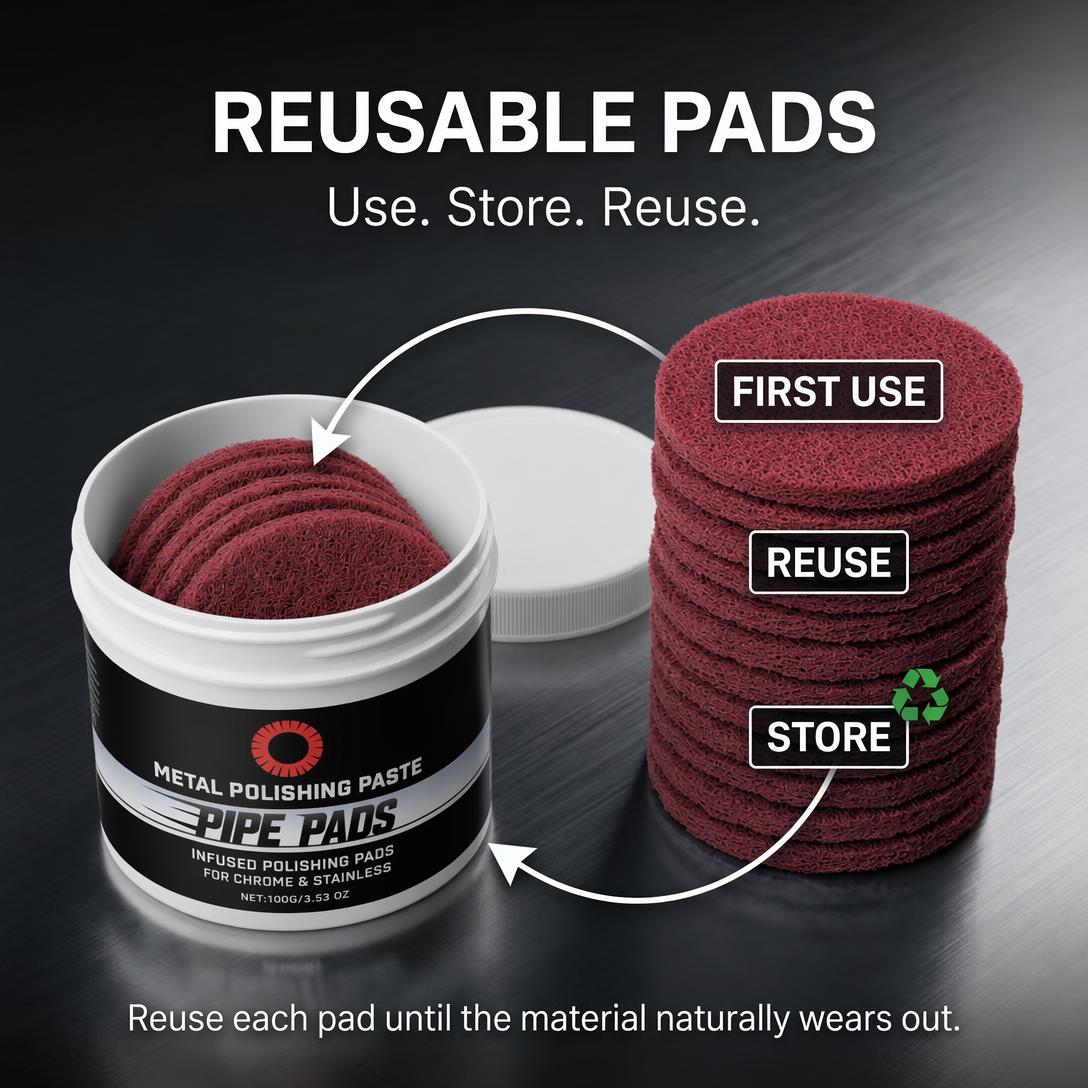 MirrorFinish Pads Remove scratches and oxidation.