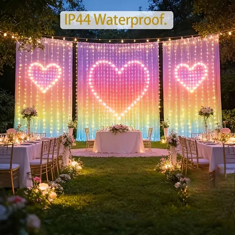 🎄Christmas Early Sale 60% OFF 💡Smart RGB Pixel Curtain Lights – App-Controlled Animated Holiday Display for Balcony & Window Decor