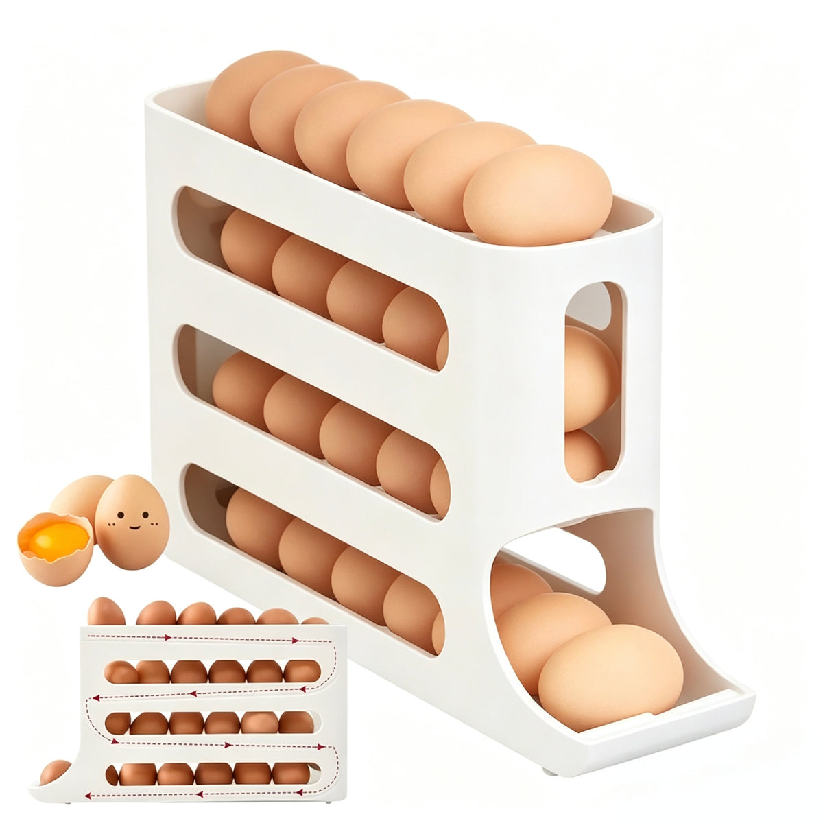 Egg Holder for Fridge, Eggs Dispenser Auto Rolling