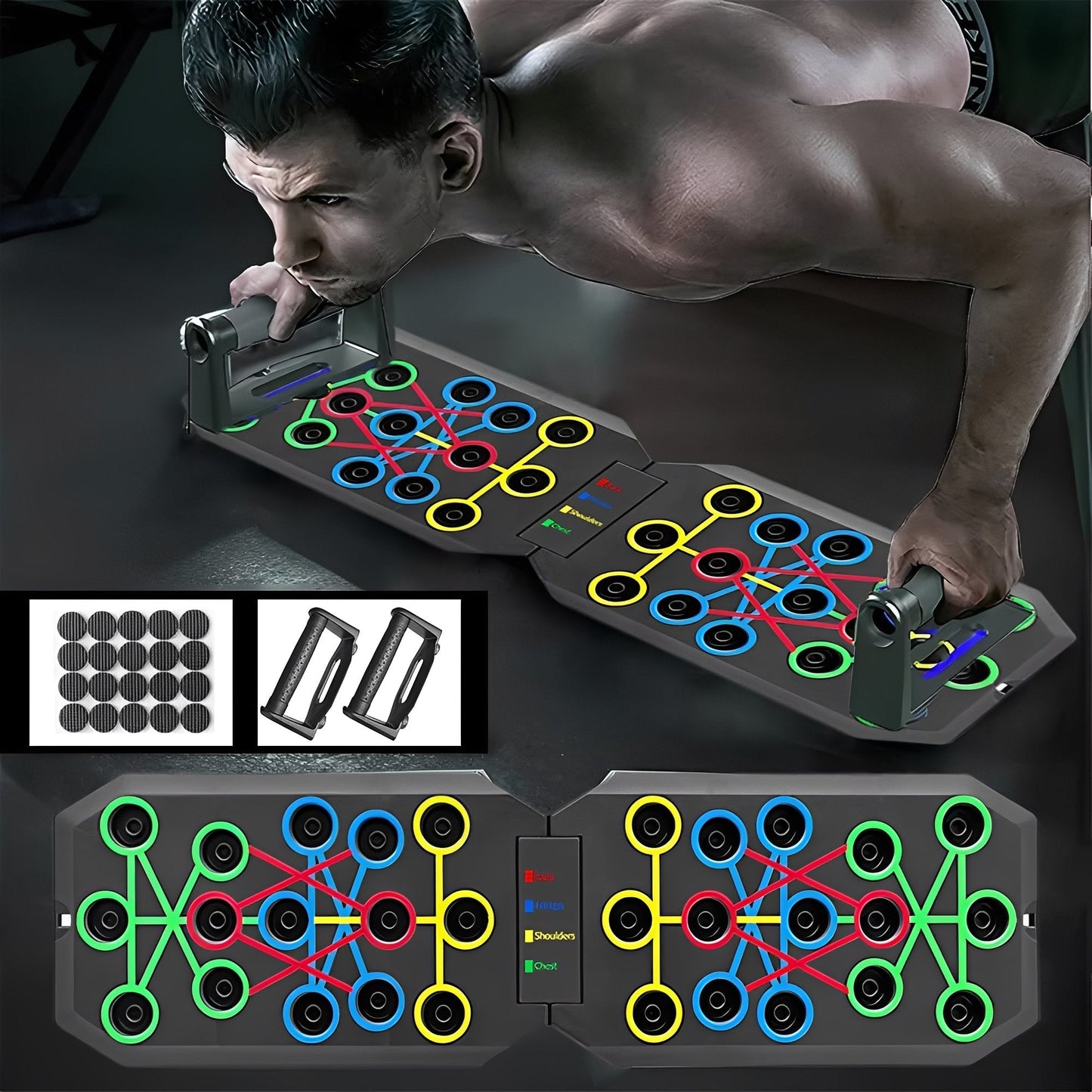 🔥Enhanced Push-up Board Fitness Kit with 30 Holes-Portable Home Exercise Equipment