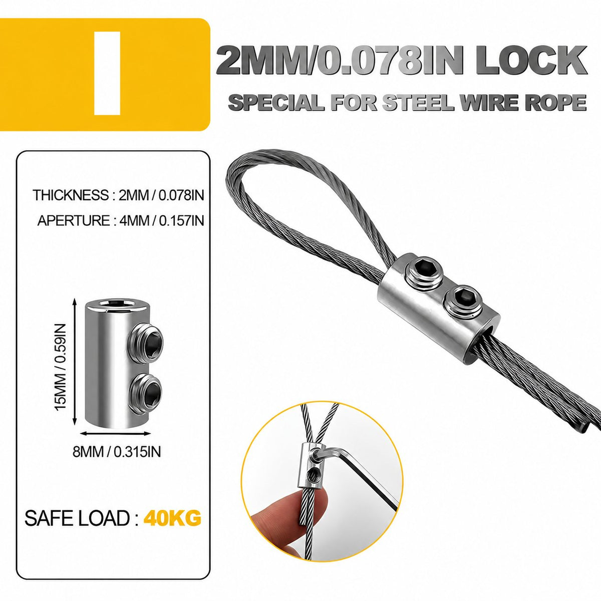 10Pcs Stainless Steel Wire Rope Clamps