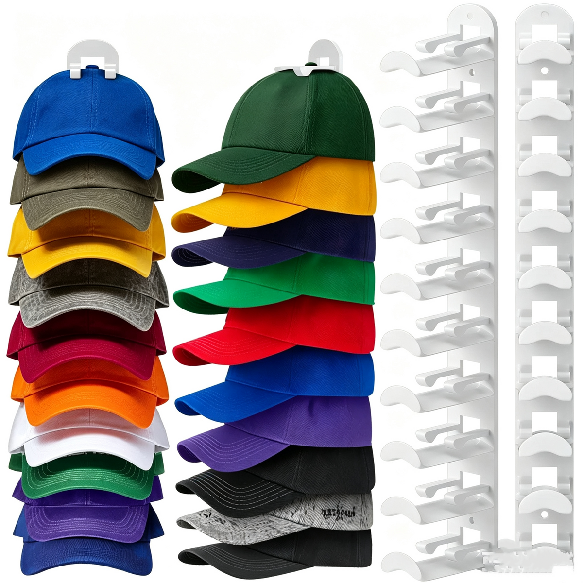 Hat Rack for Wall – Baseball Cap Organizer Holds Up to 20 Hats