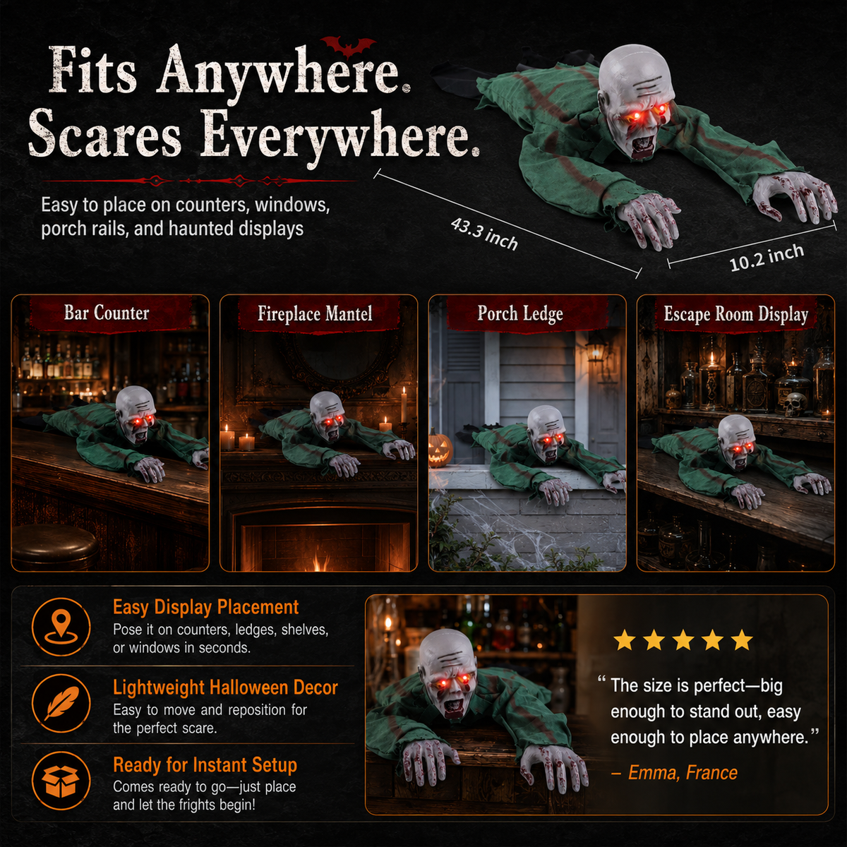 đ» Animated Crawling Halloween Ghost with Light & Sound