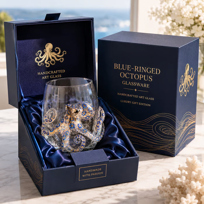 đ„Summer Sale-đBlue Ringed Octopus Handcrafted Glassware