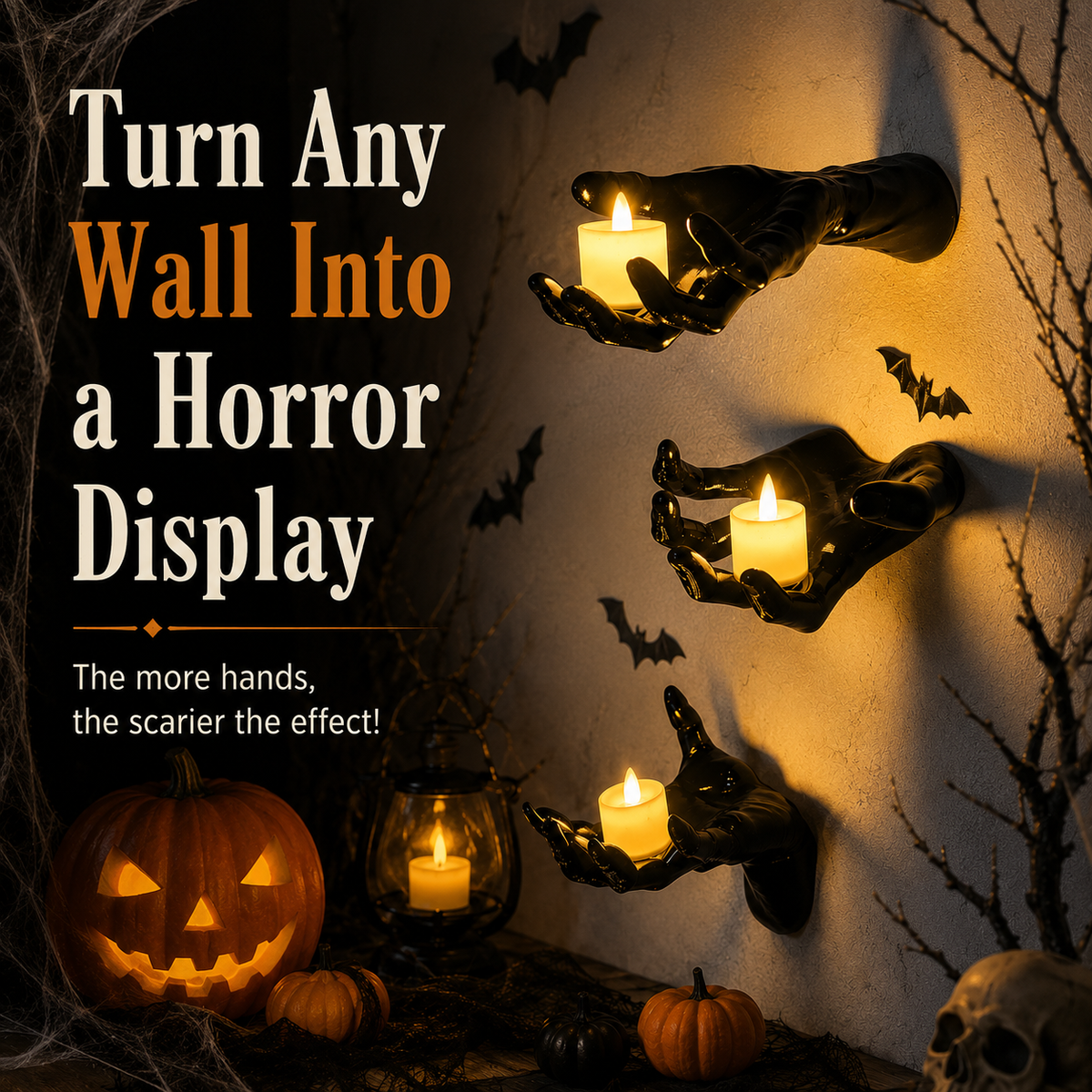 3-Pack Light-Up Creepy Halloween Hands Wall Décor