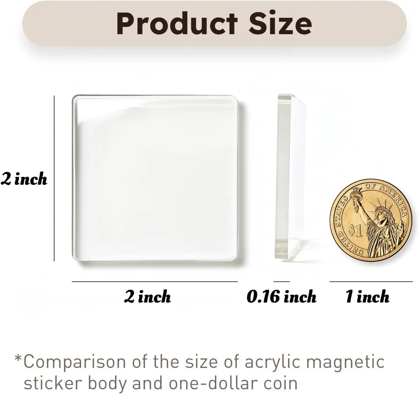 🎞✂10 Pack 2" x 2" Clear Acrylic DIY Fridge Magnet Set with Adhesive Backing – Square Magnetic Photo Frames with Stunning 3D Effect 💕
