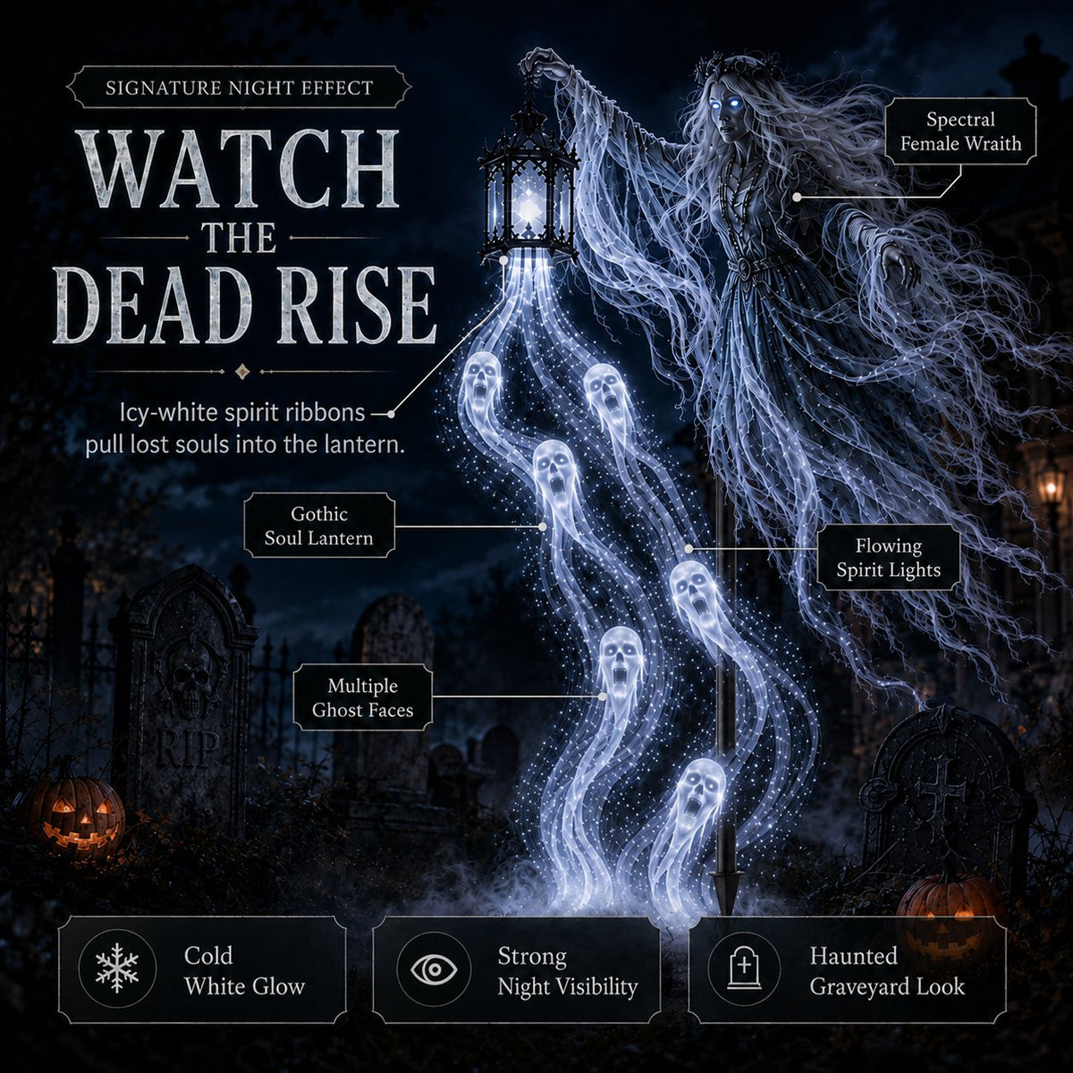 💀Wailing Wraith Lighted Halloween Yard Decoration (31.5*16in)