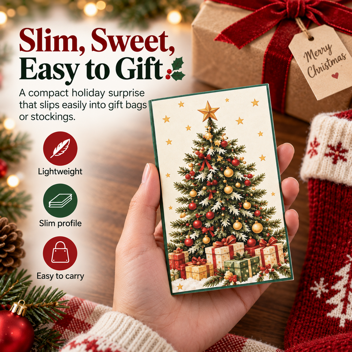 🎄 Christmas Surprise Gift Card Booklet – Interactive Pull-Tab Holiday Gift Holder