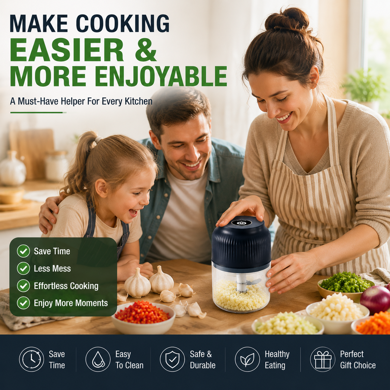 🔥50% off on the last day| 😩 Still Chopping Garlic by Hand? Household Electric Garlic Crusher