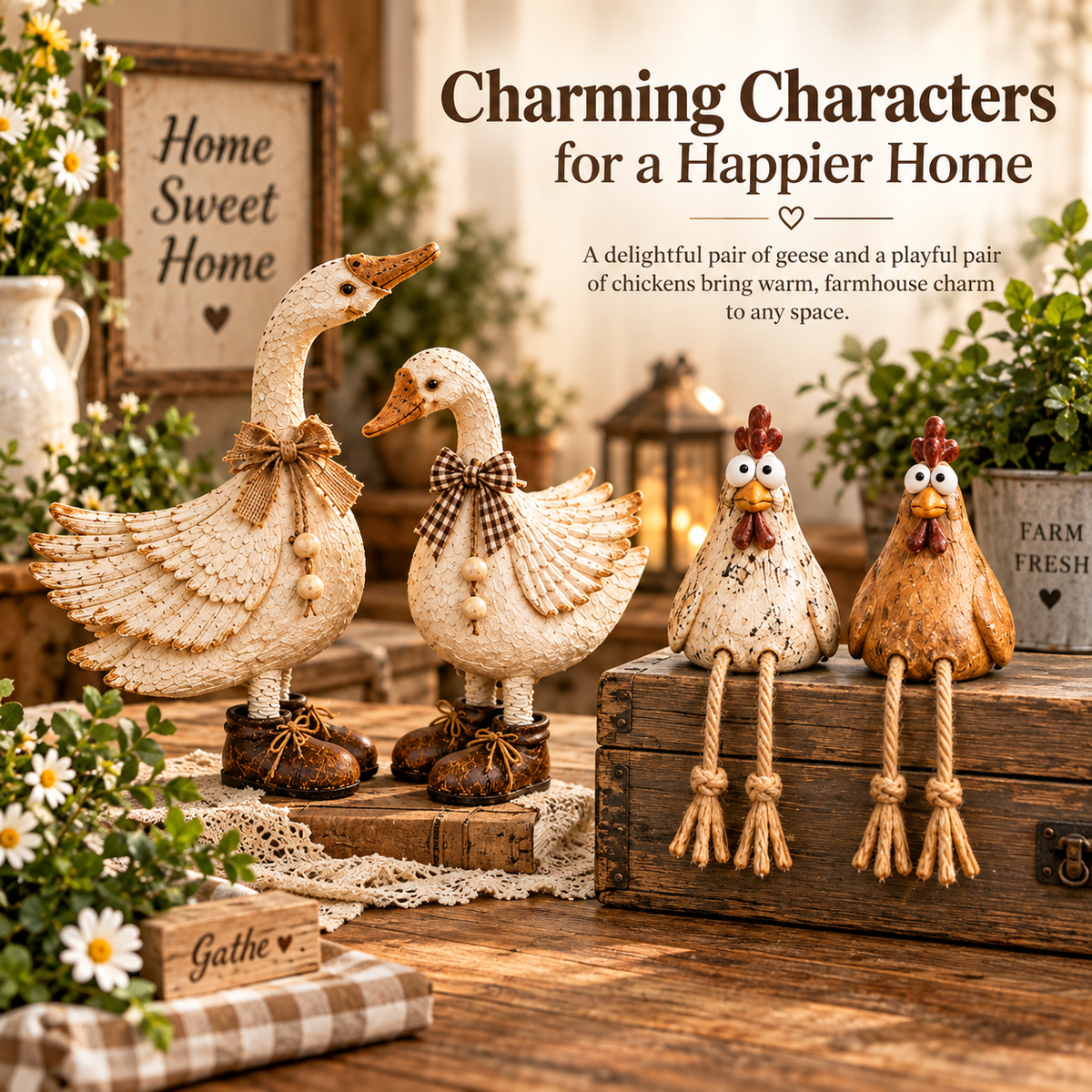 🎁Whimsical Farmhouse Flock Figurines — Charming Animal Pairs for Cozy Country Homes