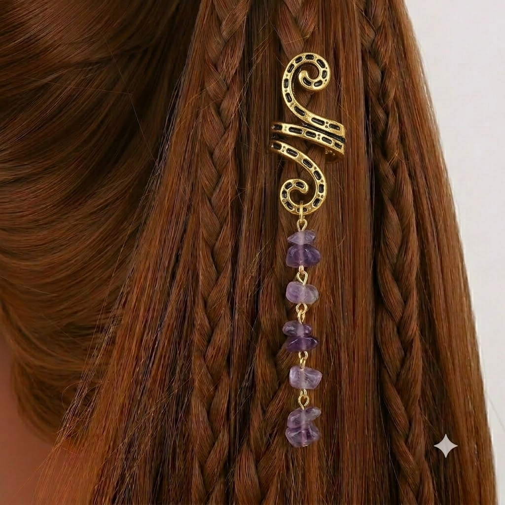 🔥 Hot Sale | Colored Natural Stone Pendant Hair Jewelry for Braids