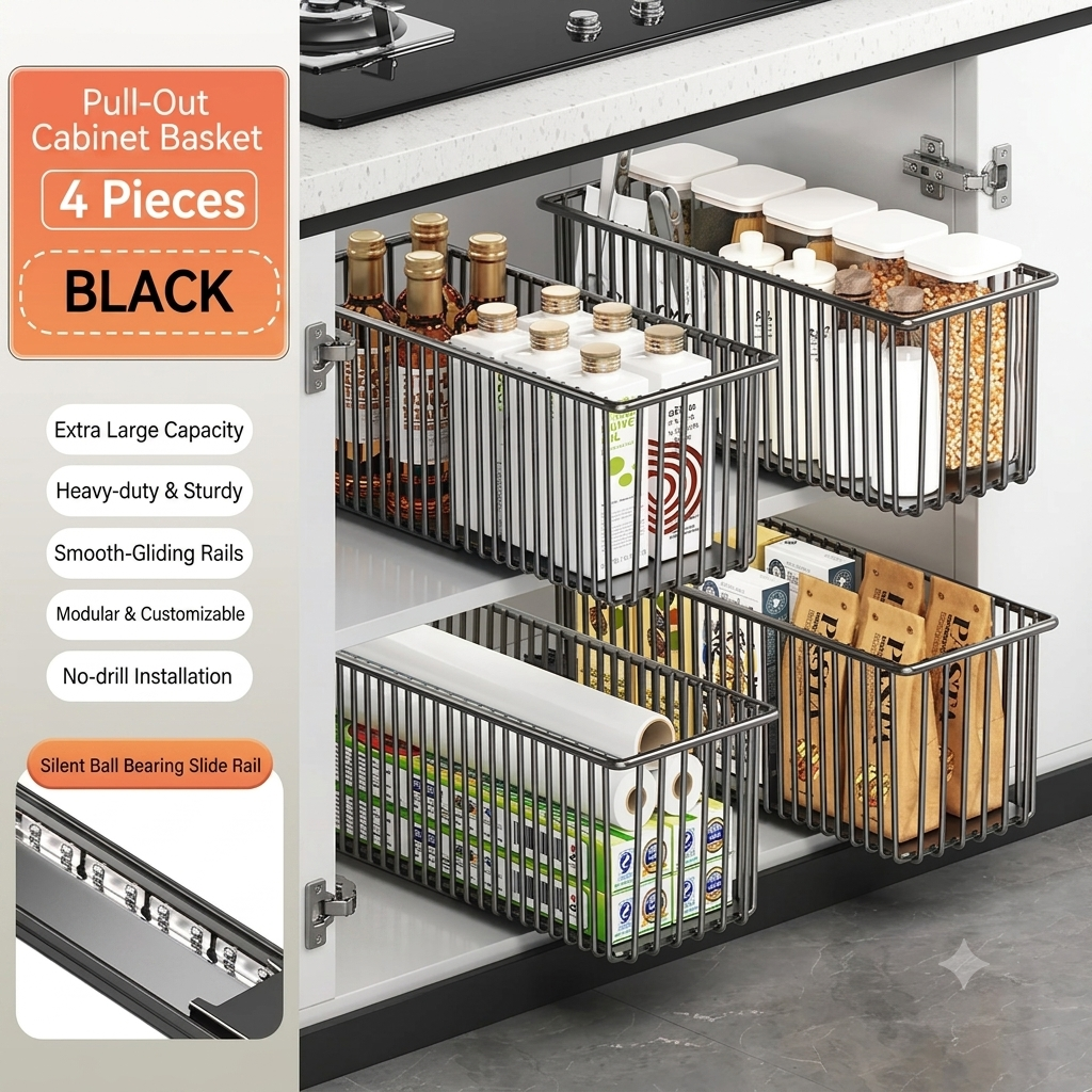 🔥 ⌛ Last Day: 55% OFF! 🛒 Premium Space-Saving Cabinet Storage Basket