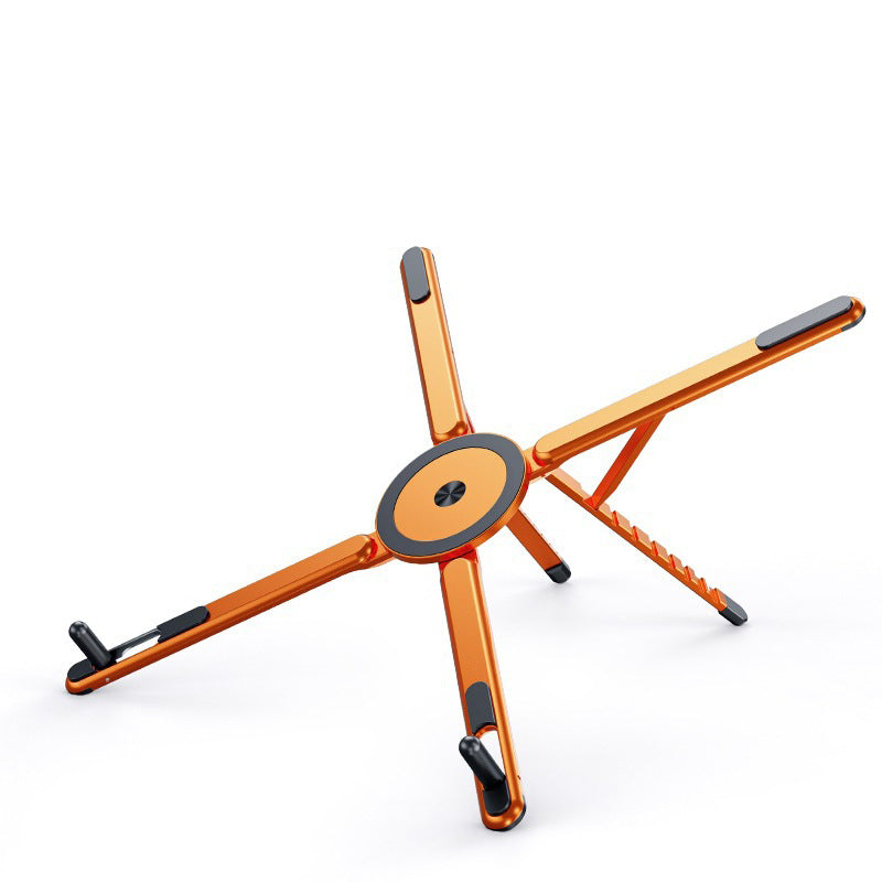 Adjustable Aluminum Laptop Stand with Integrated Magnetic Phone Holder | Portable & Foldable Desktop Riser for Laptops and Tablets