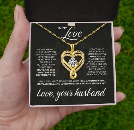 To My Wife" Forever & Always Heart Necklace