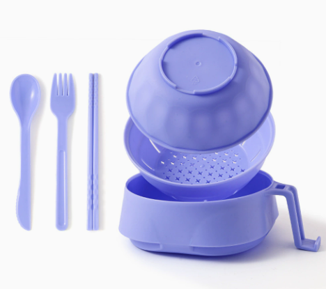 🍜Ramen Bowl Set, 1/2 Counts Microwave Safe Instant Noodle Bowl & Tableware Kit, Durable Matching Lunch Box For Student and Office Workers