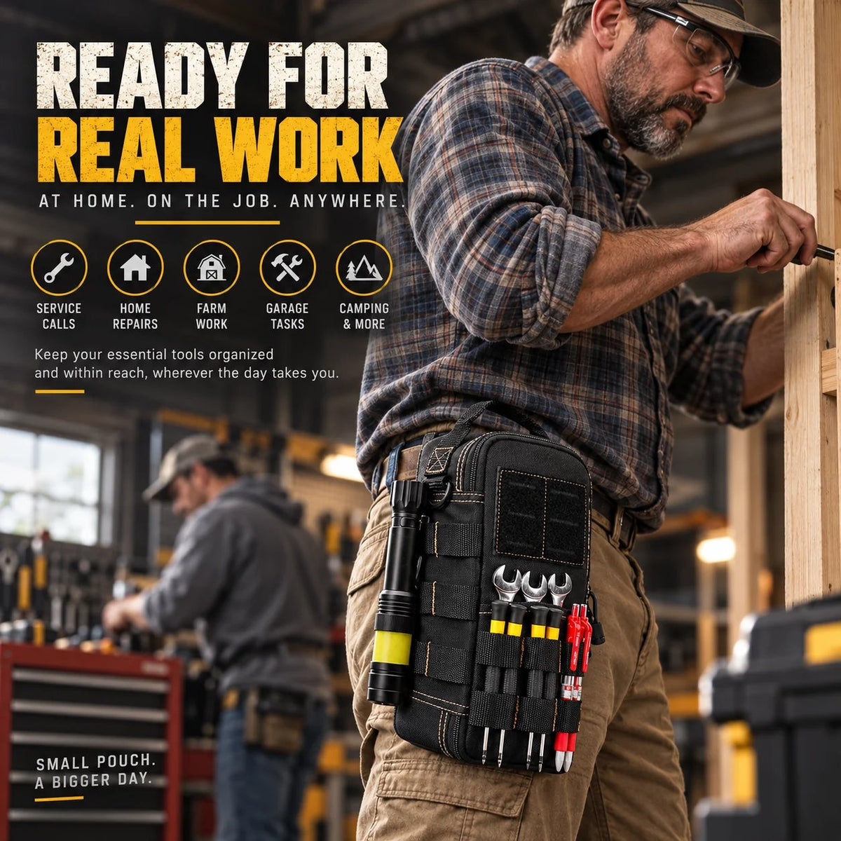 đ§ Waterproof Multi-Pocket Work Tote â Oxford Heavy-Duty Bag, Comfortable Shoulder Strap, Ideal for Trades & Professionals