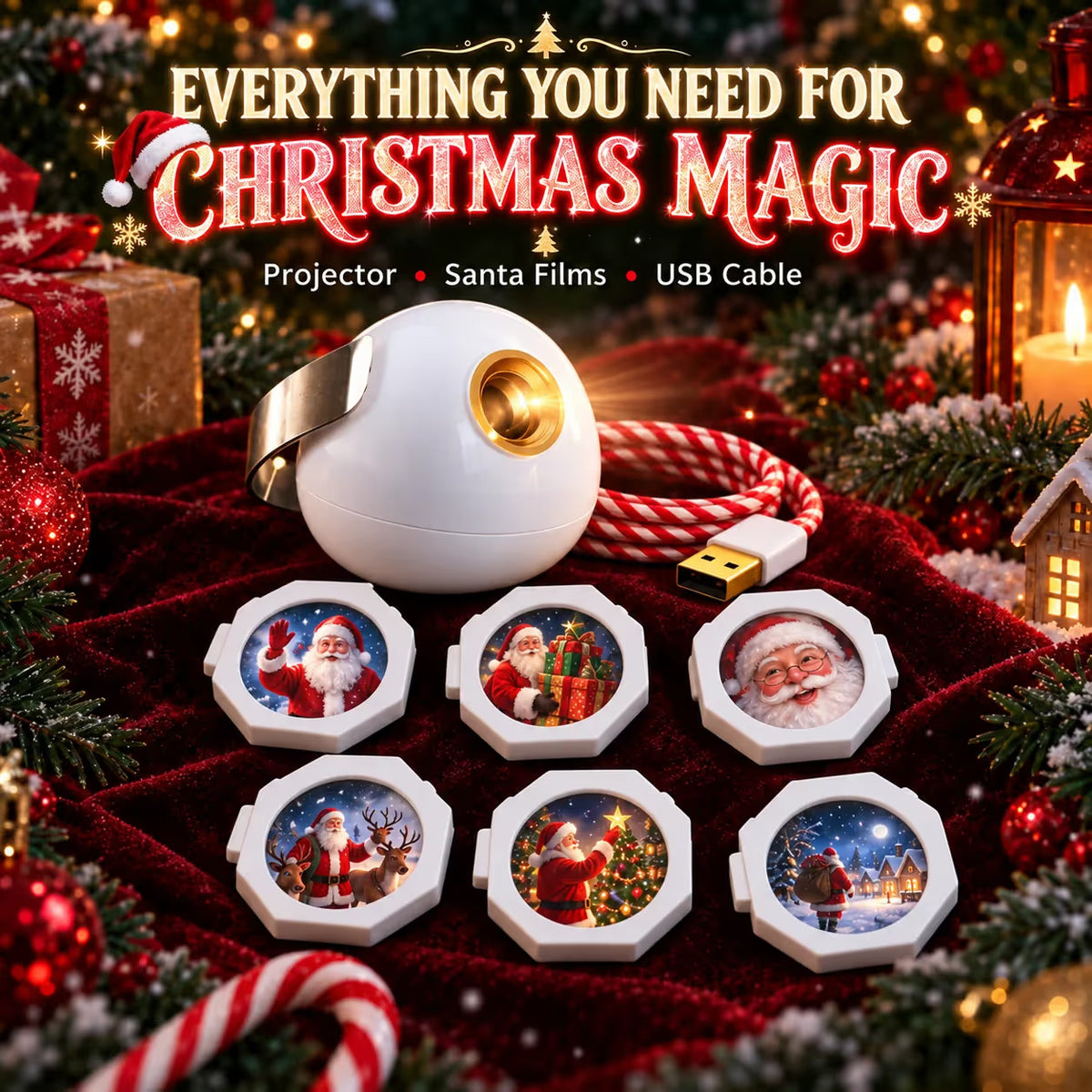β³ Last Day 49% OFF β π
Santa Beam Christmas Car Projector | USB-Powered Holiday Light with 6 Festive Santa Films β¨