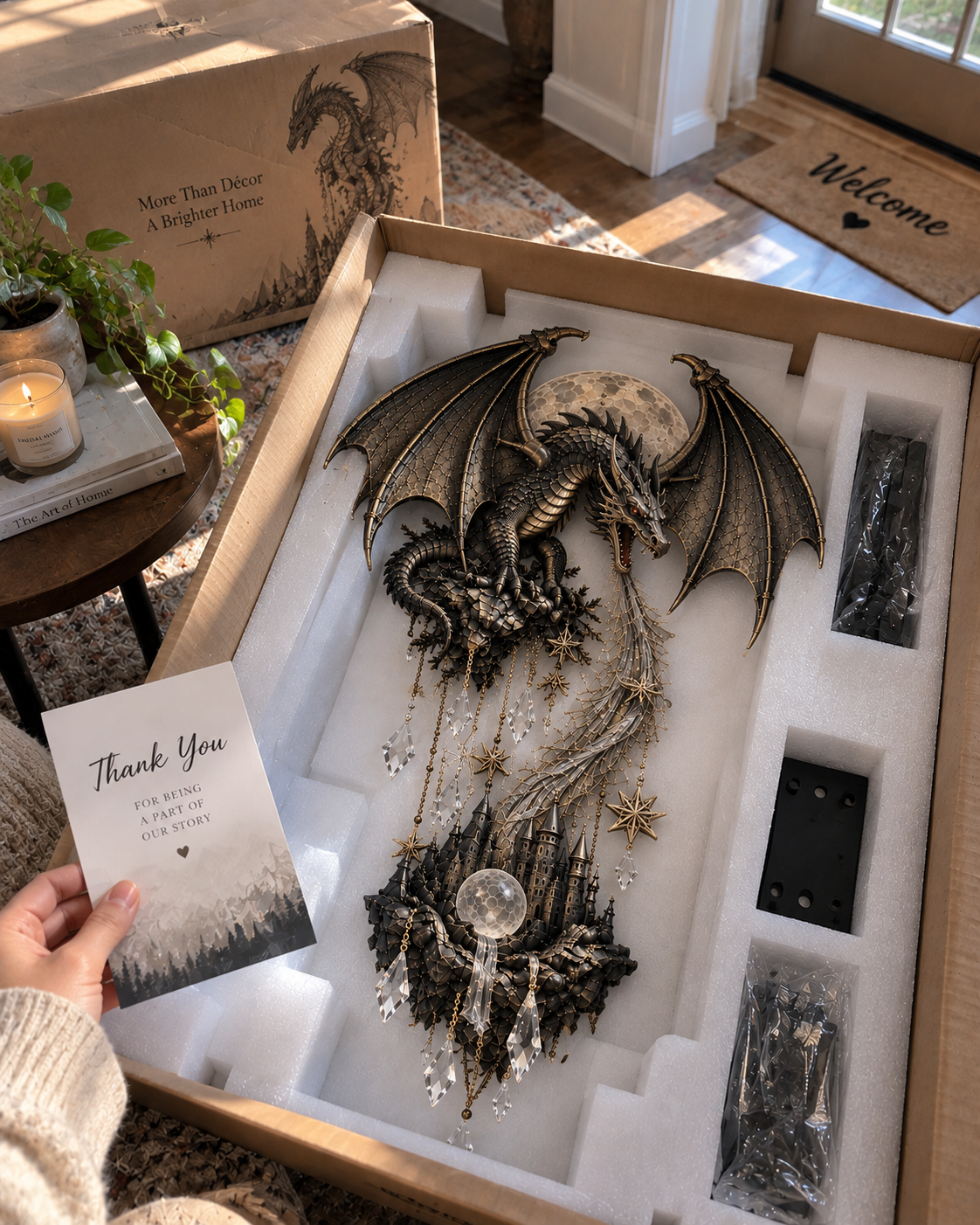 🔥 Last Day 49% OFF – 🐉 Dragonfire Moonlight Wall Lamp | Enchanted Fantasy Castle Decor 🌙