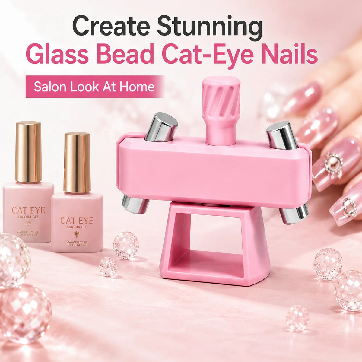 Glass Bead Cat-Eye Nail Magnet Tool | 3D Cat-Eye Manicure Tool