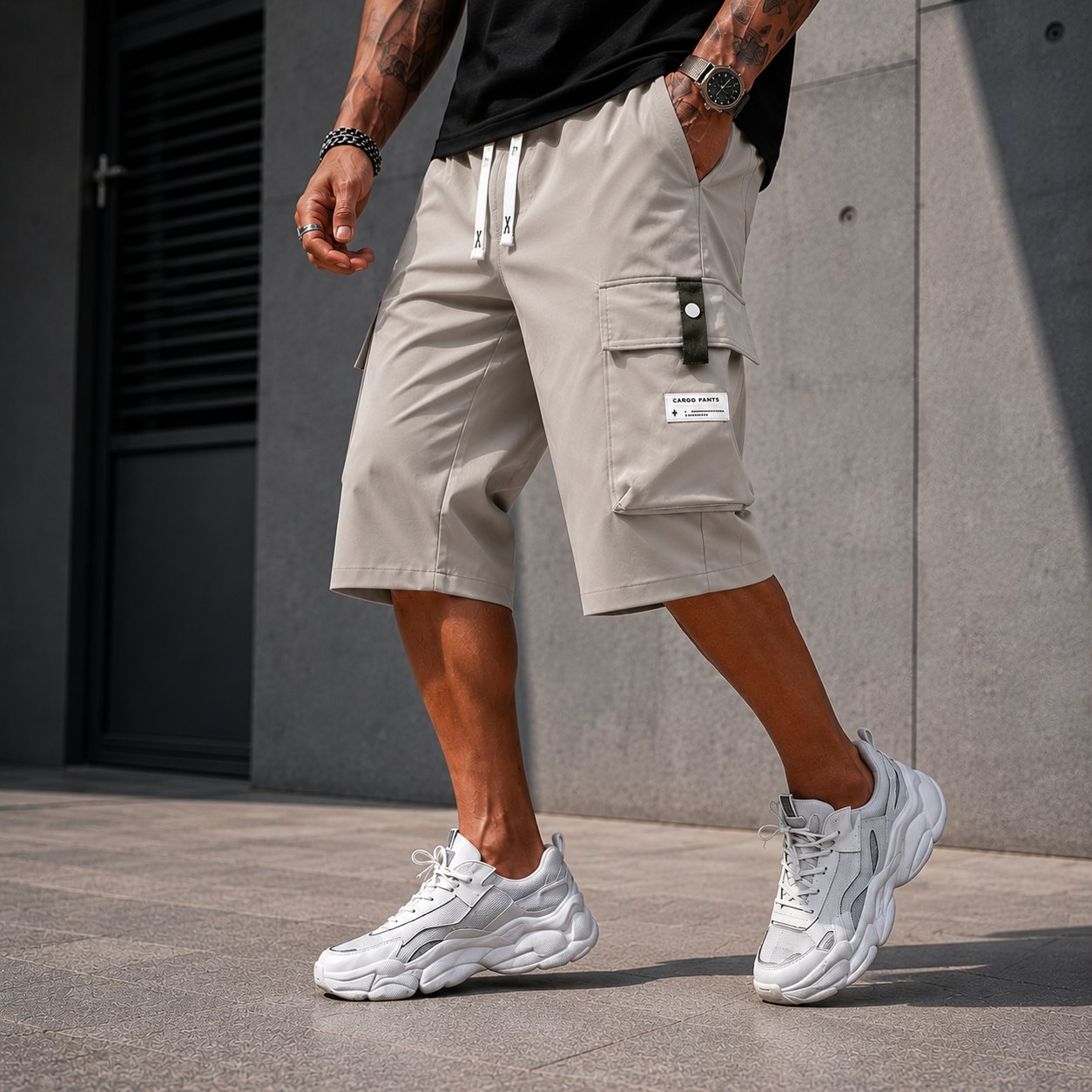 ⏳¡¡VENTA ÚLTIMO DÍA 57% DE DESCUENTO!! 🔥Pantalones Capri Cargo Casuales para Hombre con Cordón - Resistentes al Agua y Sin Arrugas🎁 Compra 2 Envío Gratis
