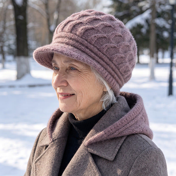 Cozy Knit Visor Beanie with Brim
