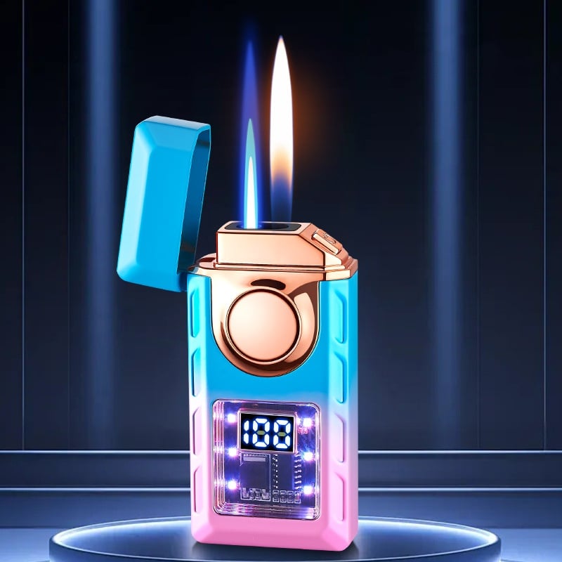 🔥Hot Sale🔥Multi-Functional Dual Flame Lighter with Colored Lights