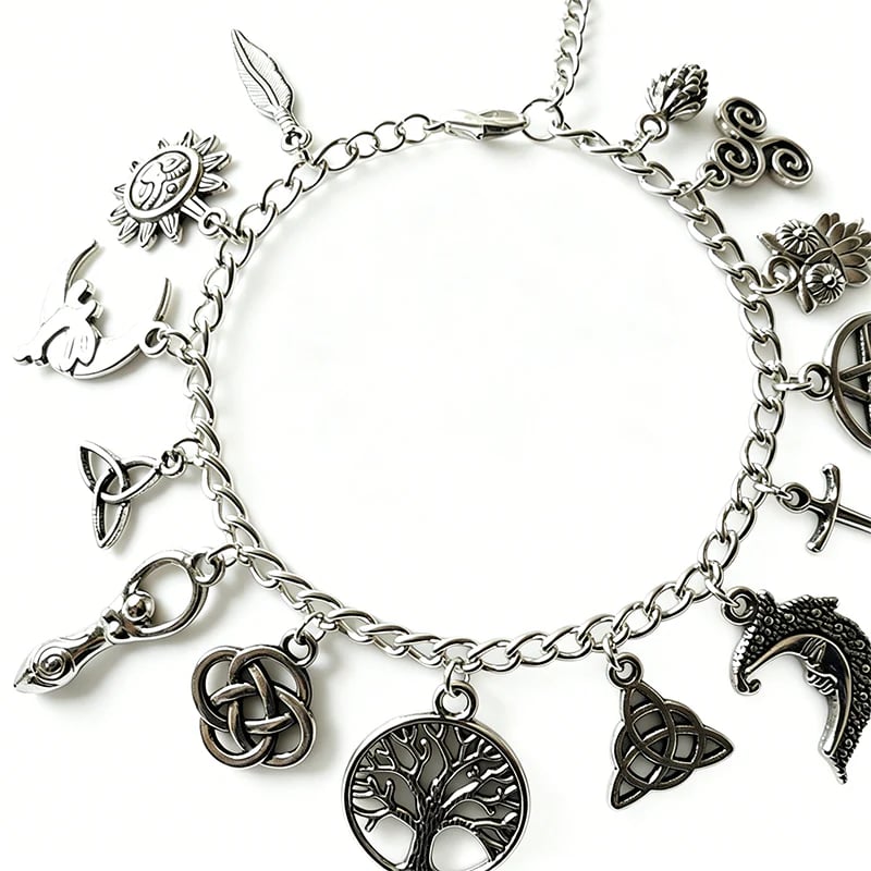 πΏ LIMITED-TIME 50% OFF! β¨ Vintage Pagan Charm Bracelet β Spiritual Symbols, Antique Silver, Bohemian Style π