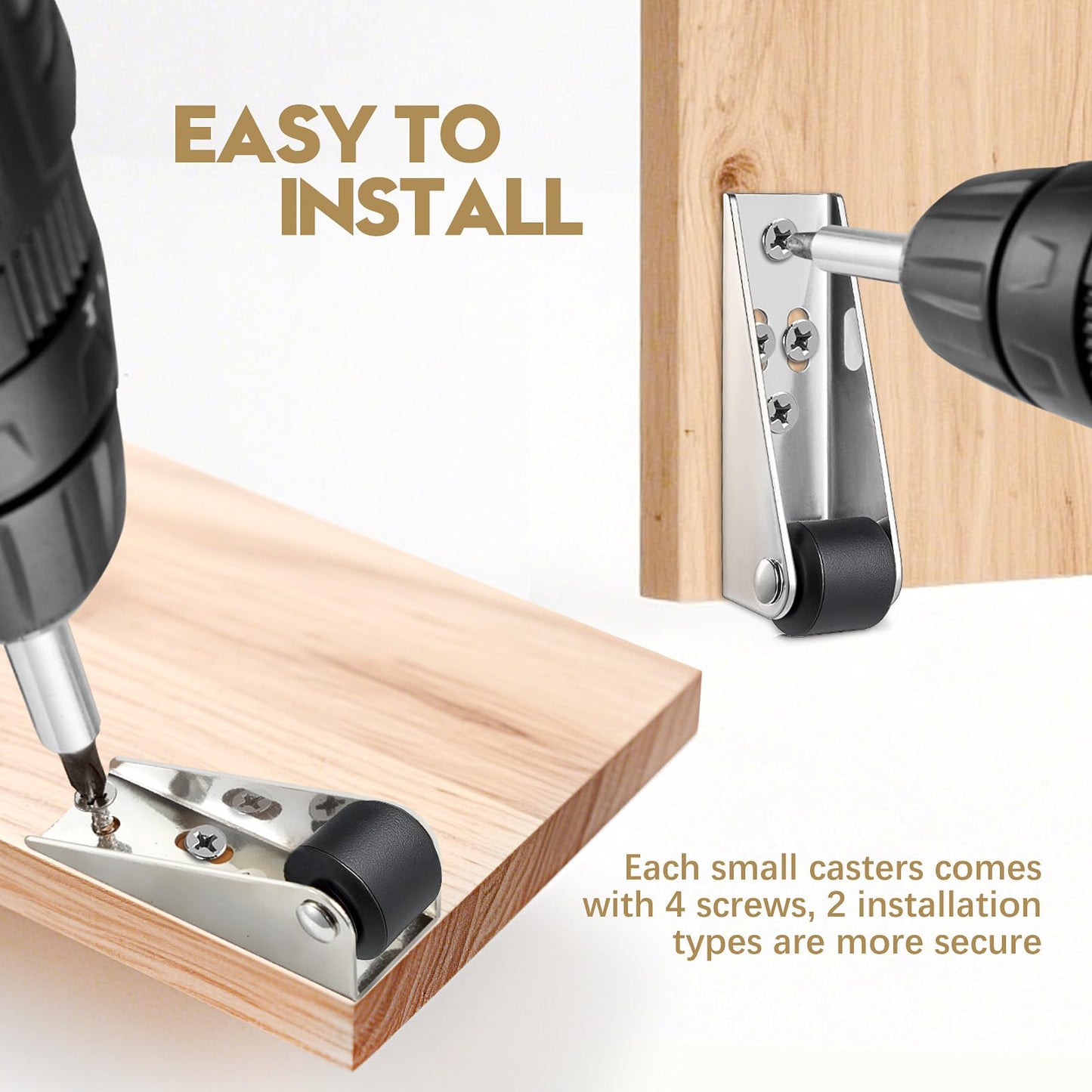 🎉8-Pack Mini Rigid Caster Wheels for Furniture and Door Sinking Repair