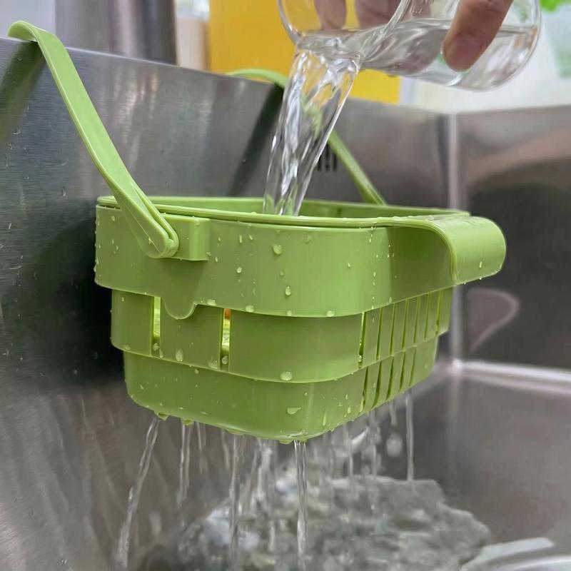 Folding hanging kitchen sink drain basket