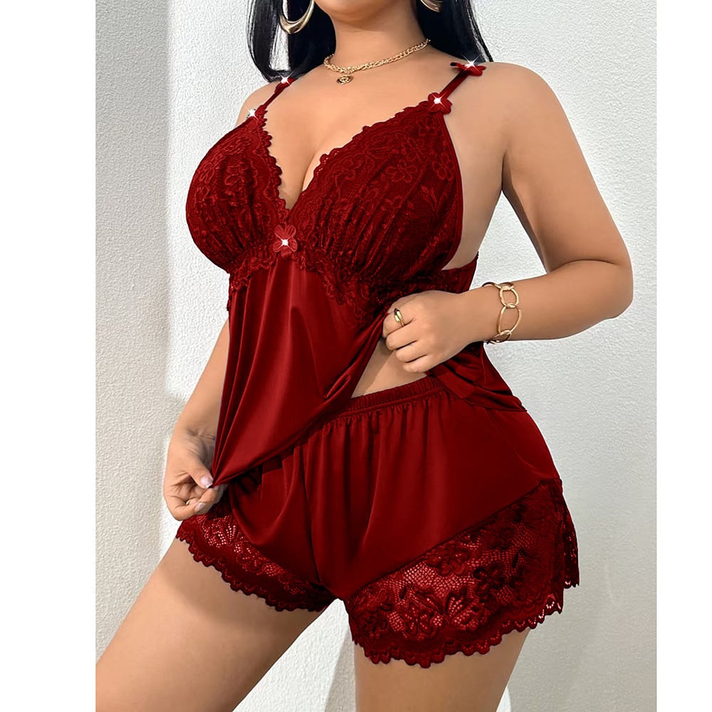 🥳GRAN VENTA 2026🥳💞¡Más de 50.000 vendidos!👗🌸 Conjunto de pijama de tirantes y pantalones cortos con encaje 🛏️✨