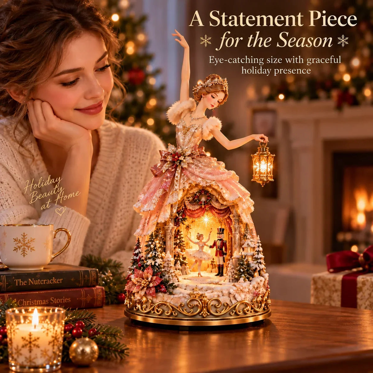 🔥LAST DAY 50% OFF 🩰 Winter Ballerina Story Lamp™ – Lighted Nutcracker Christmas Tabletop Decor