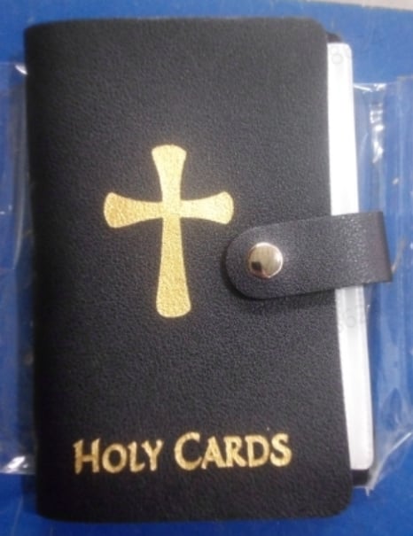 ✝️ Catholic PVC+PU leather Holy Card Holder – Pocket Prayer Card Organizer with Snap Closure