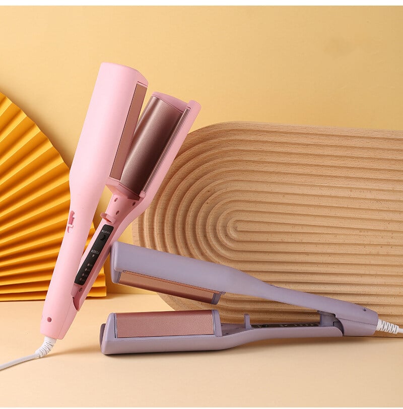 💖French Egg Roll Hair Waver, 1.3 Inch V Shape Wave Curler, Anti Scald Hair Crimping Iron for Bouncy Salon Waves
