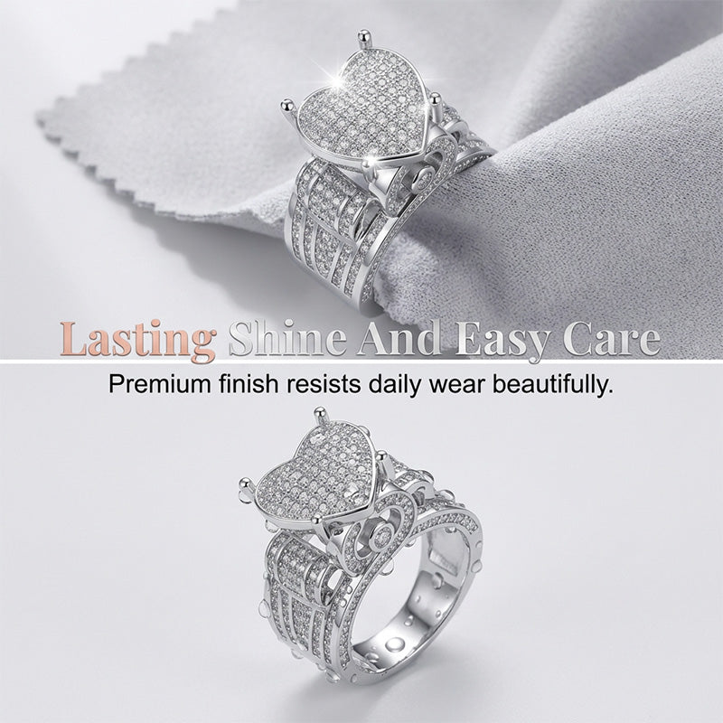 Sparkling Heart-Shaped Ring for Women