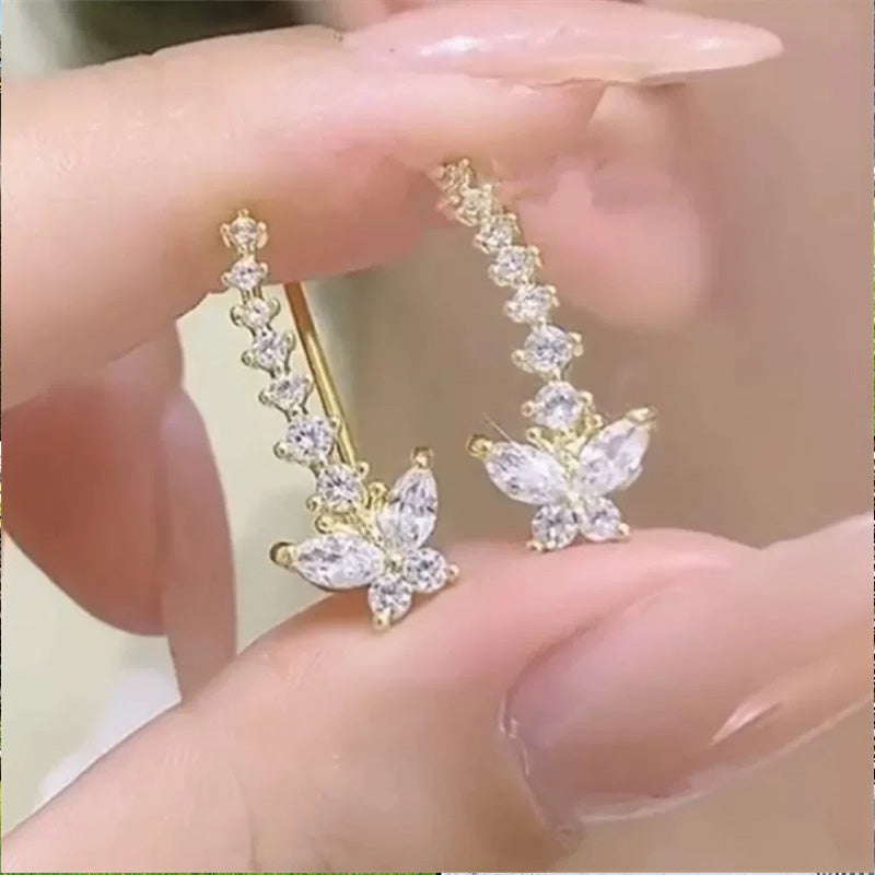 Sparkling Butterfly Crawler Earrings