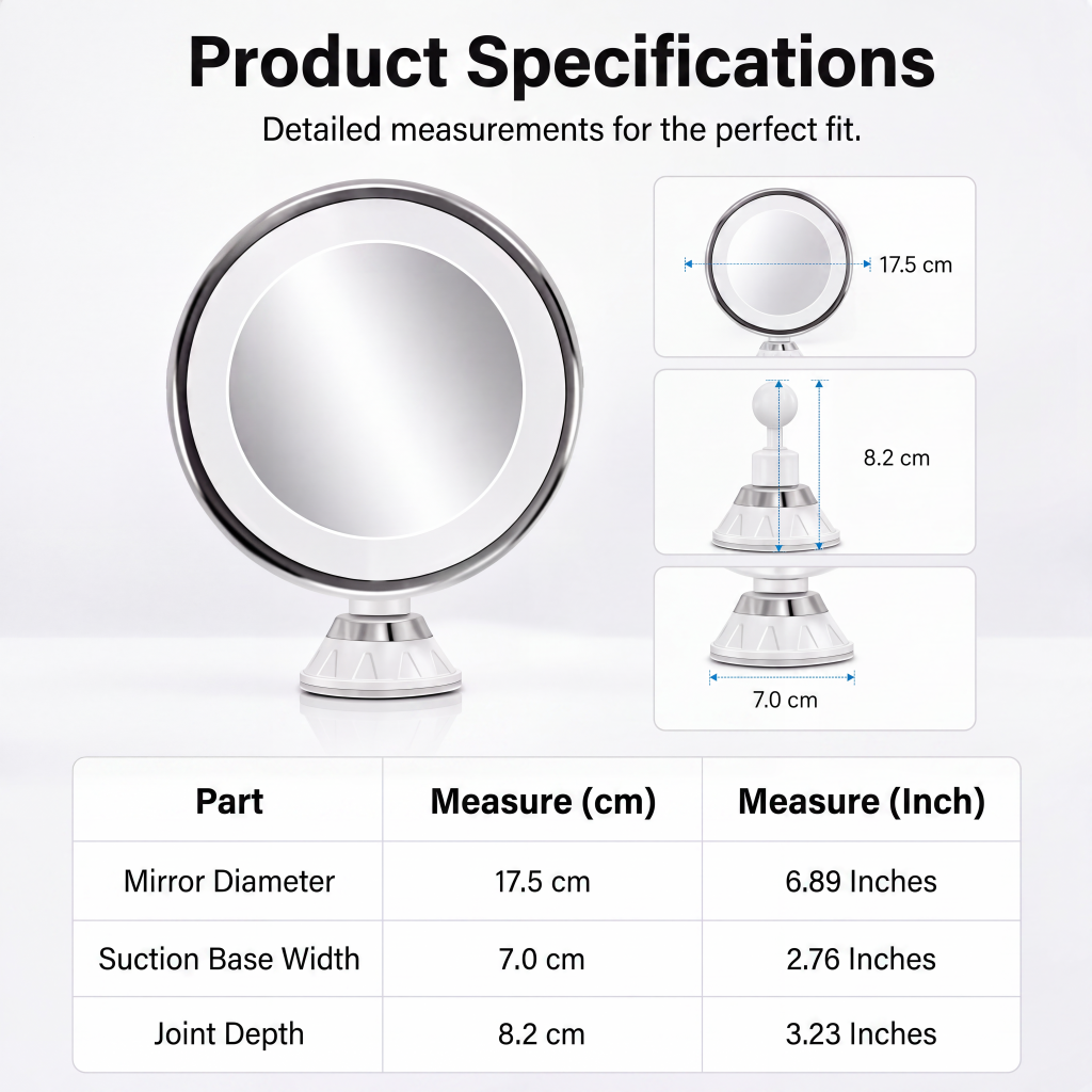 ⏳🔥LIMITED-TIME 50% OFF! ⏰10x Magnifying Makeup Mirror with LED Light and Suction Cup