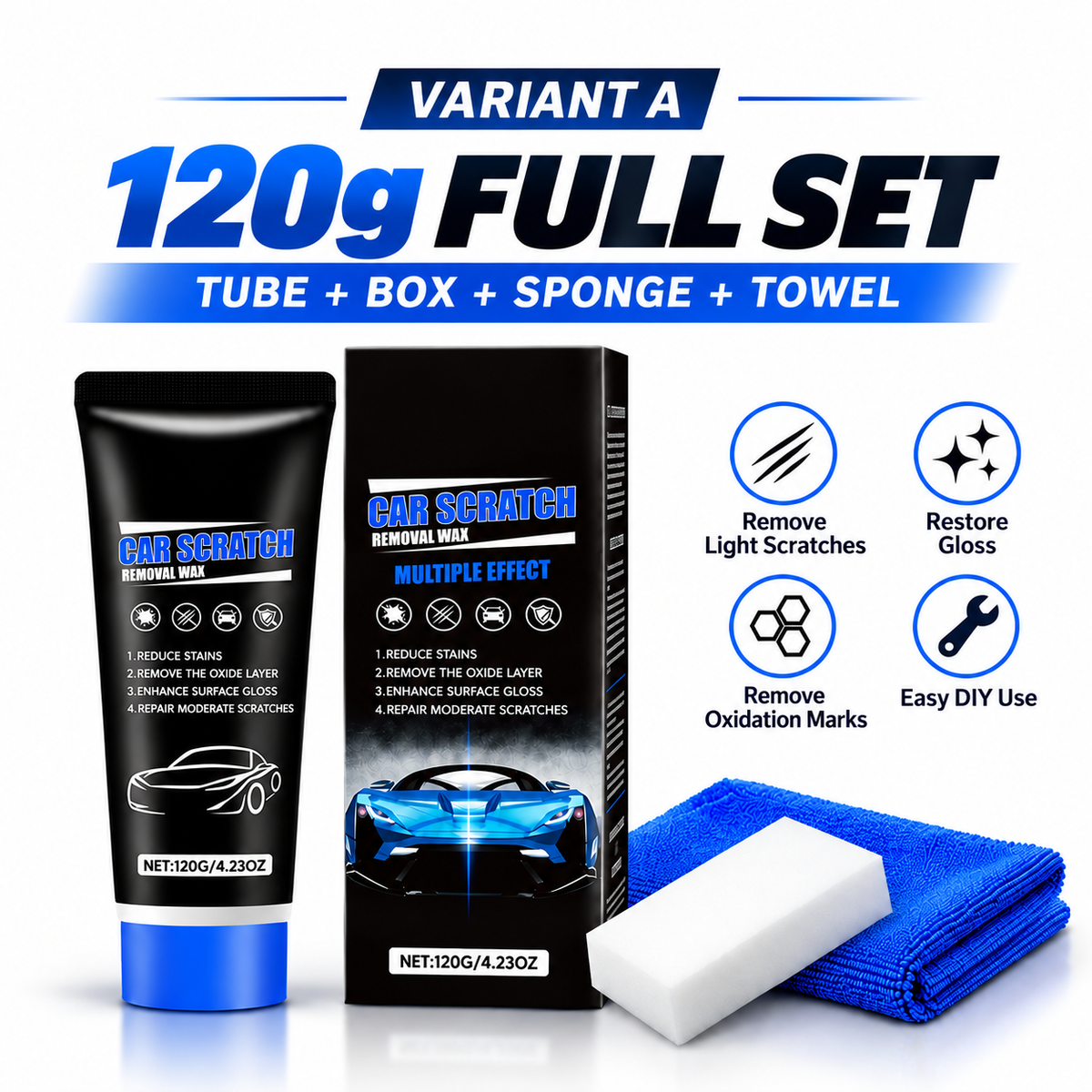 ⏳LAST DAY SALE £7.99✨🚗Premium Car Scratch Removal Polish Wax