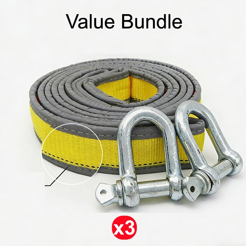 🚗 Heavy-Duty Tow Rope with U-Shackle Hooks