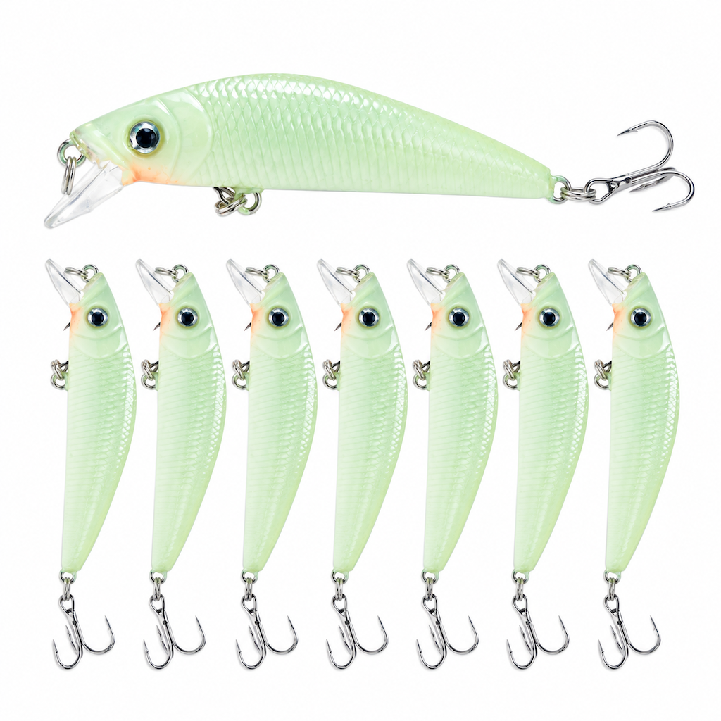 🎣 50% OFF! 🌙 Luminous Minnow Hard Bait – 7cm & perfect for night fishing ✨