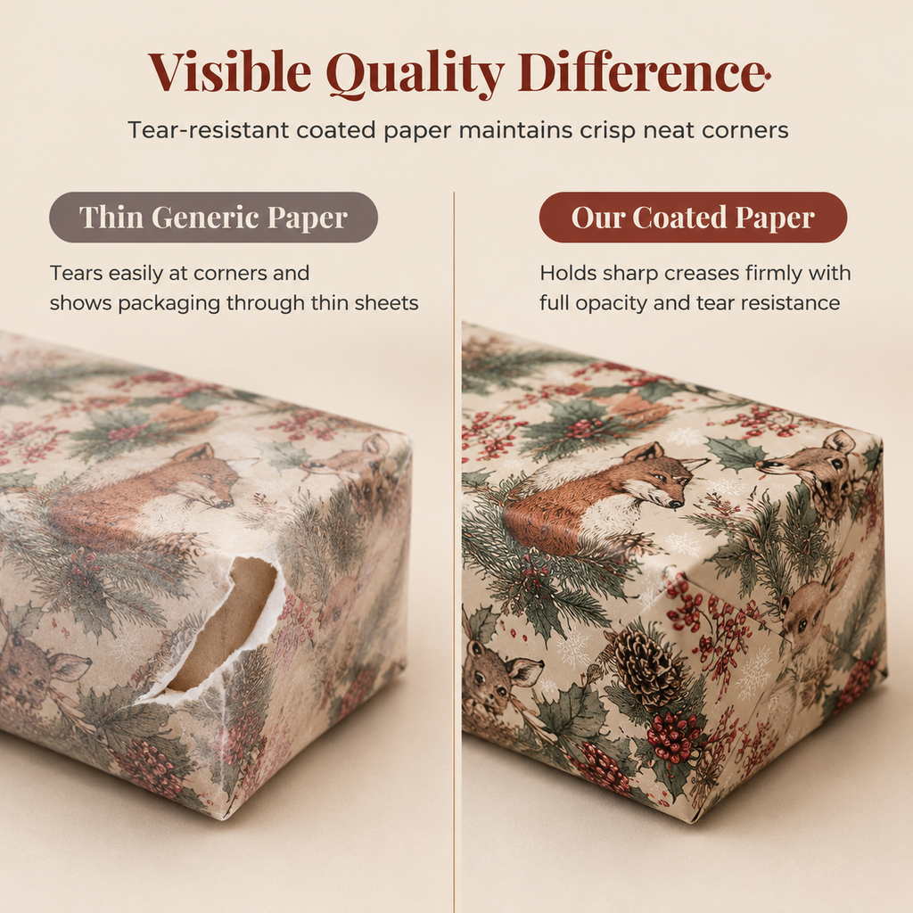 🎁 Woodland Gift Wrapping Paper – Festive Forest Prints on a 5-Meter Roll