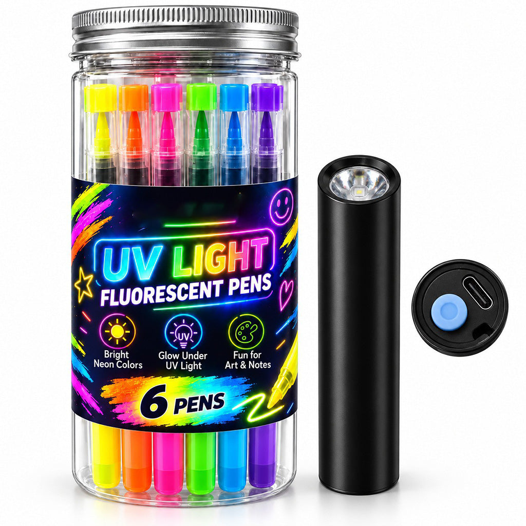 🎨6-Piece UV Neon Highlighter Markers