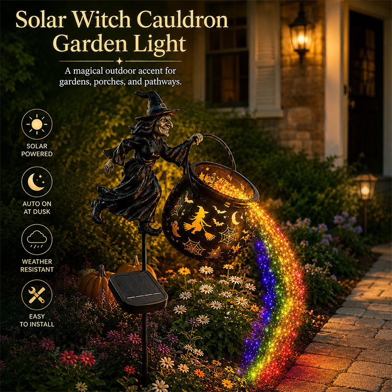 🎉 Halloween Early Bird Sale 60% 🧙‍♀️Halloween Witch Cauldron Solar-powered Garden Light