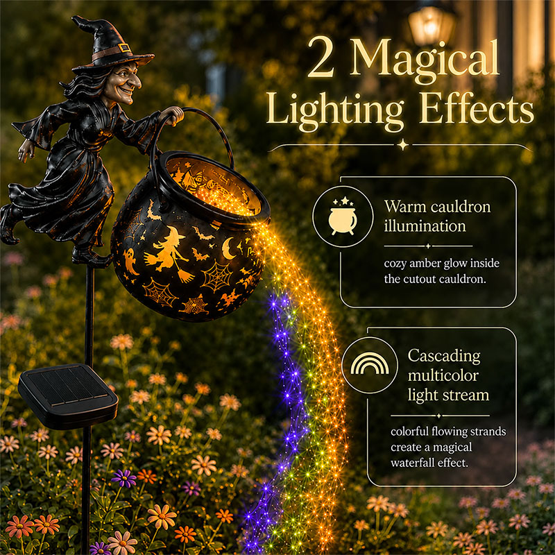 🎉 Halloween Early Bird Sale 60% 🧙‍♀️Halloween Witch Cauldron Solar-powered Garden Light