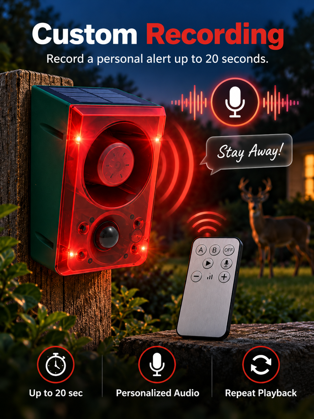 🔥Black Friday 50% OFF🎁🚨 Solar-Powered Outdoor Motion Alarm – Remote-Controlled Farm & Garden Security Siren