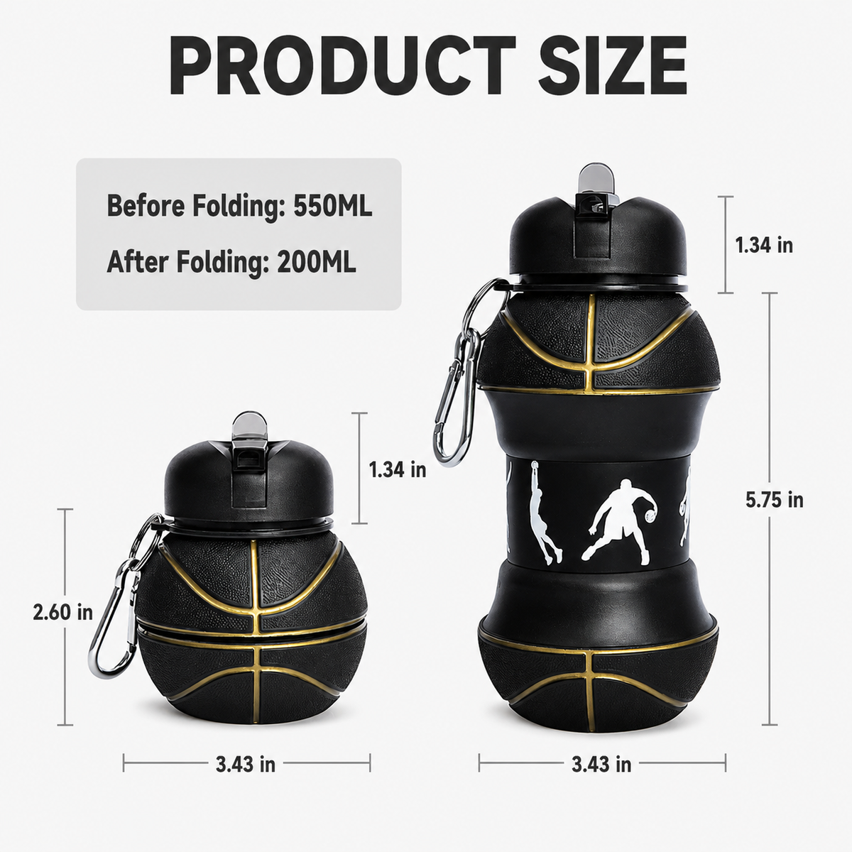 Soccer-themed Silicone Folding Water Bottle