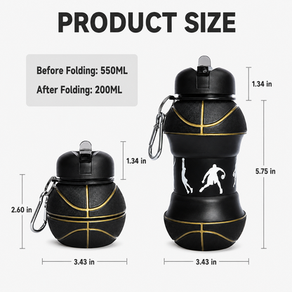 Soccer-themed Silicone Folding Water Bottle