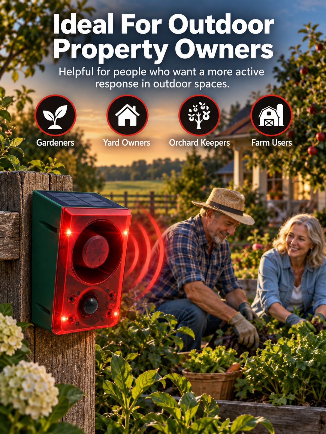 🔥Black Friday 50% OFF🎁🚨 Solar-Powered Outdoor Motion Alarm – Remote-Controlled Farm & Garden Security Siren