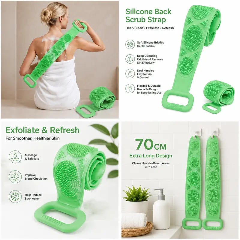 Silicone Bath Brush with Long Handle🚿✨